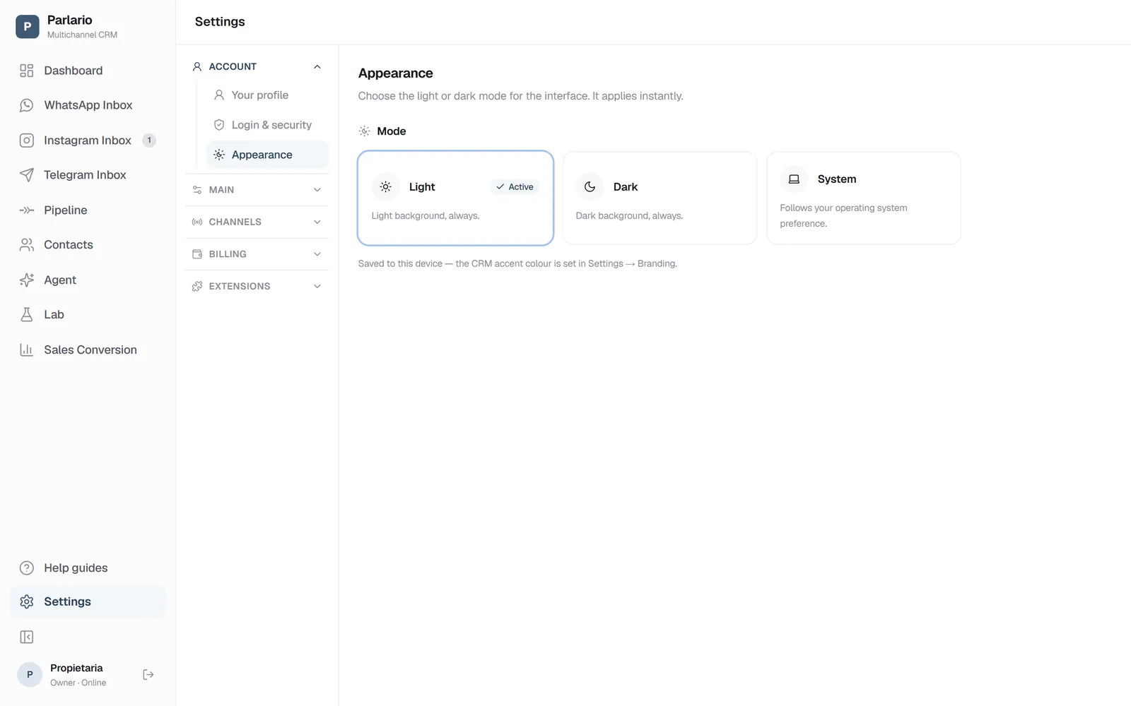 Settings → Appearance