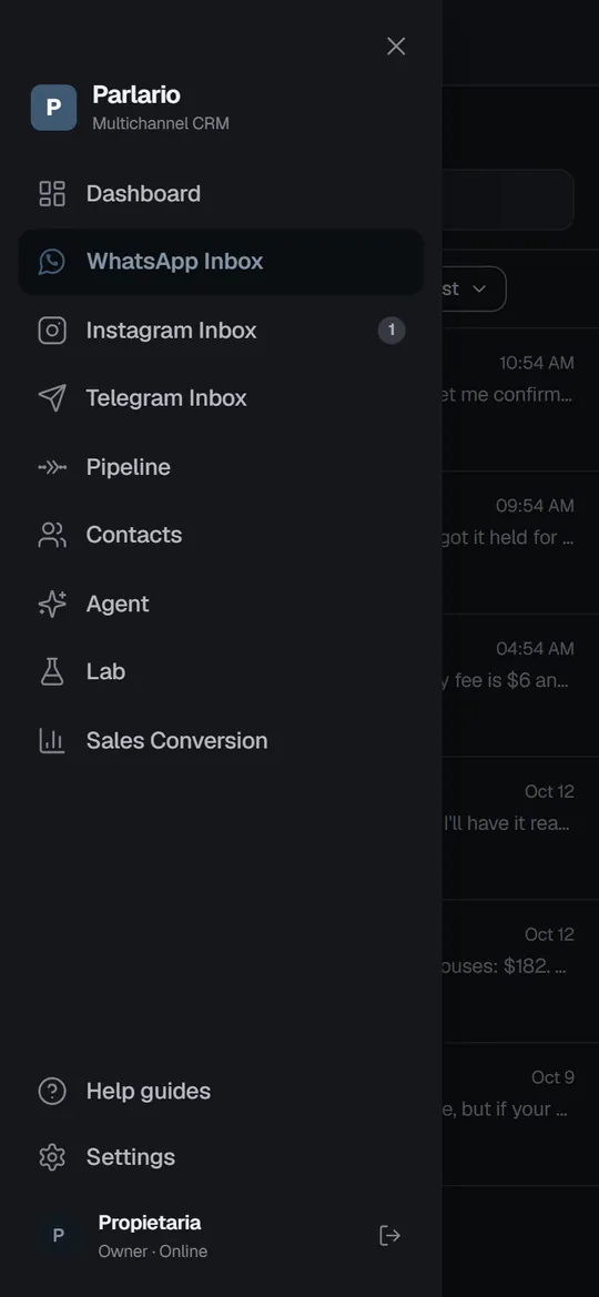 On the phone, the menu opens from the ☰ button
